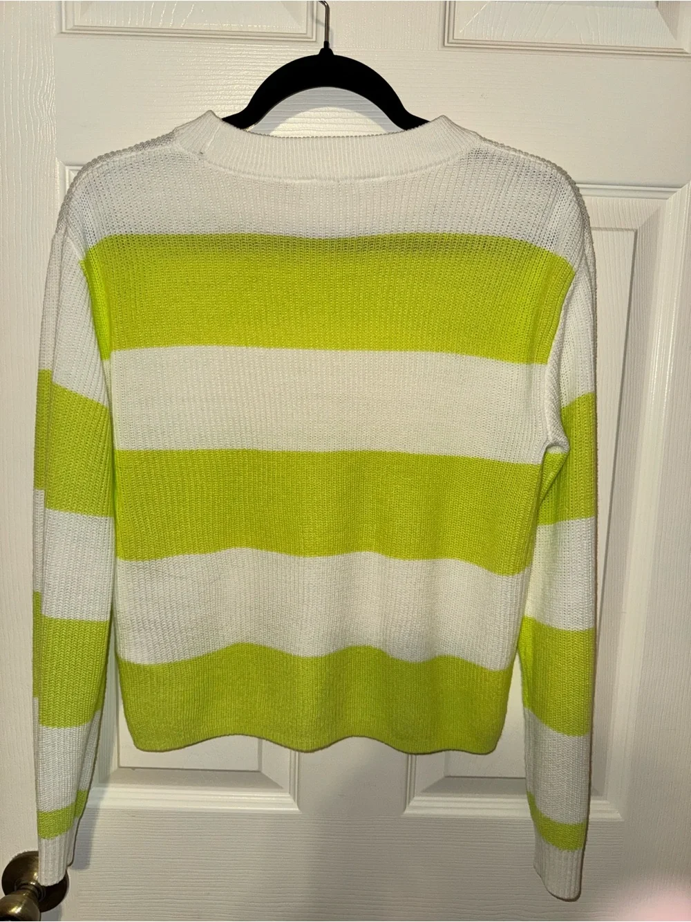 H&M Girls Lime Green White Striped Knit Sweater Size 14 / 170